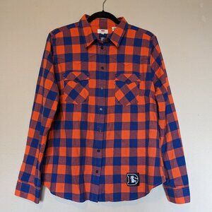 NFL Levi's Denver Broncos Blue & Orange Plaid Flannel kids XL